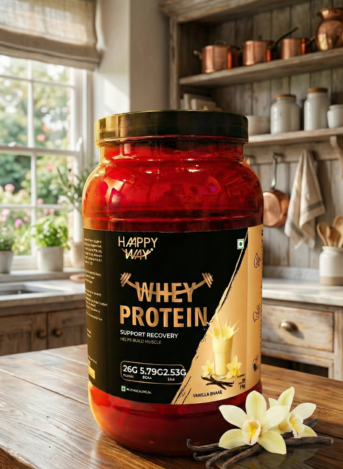 haappy whey vanilla shake