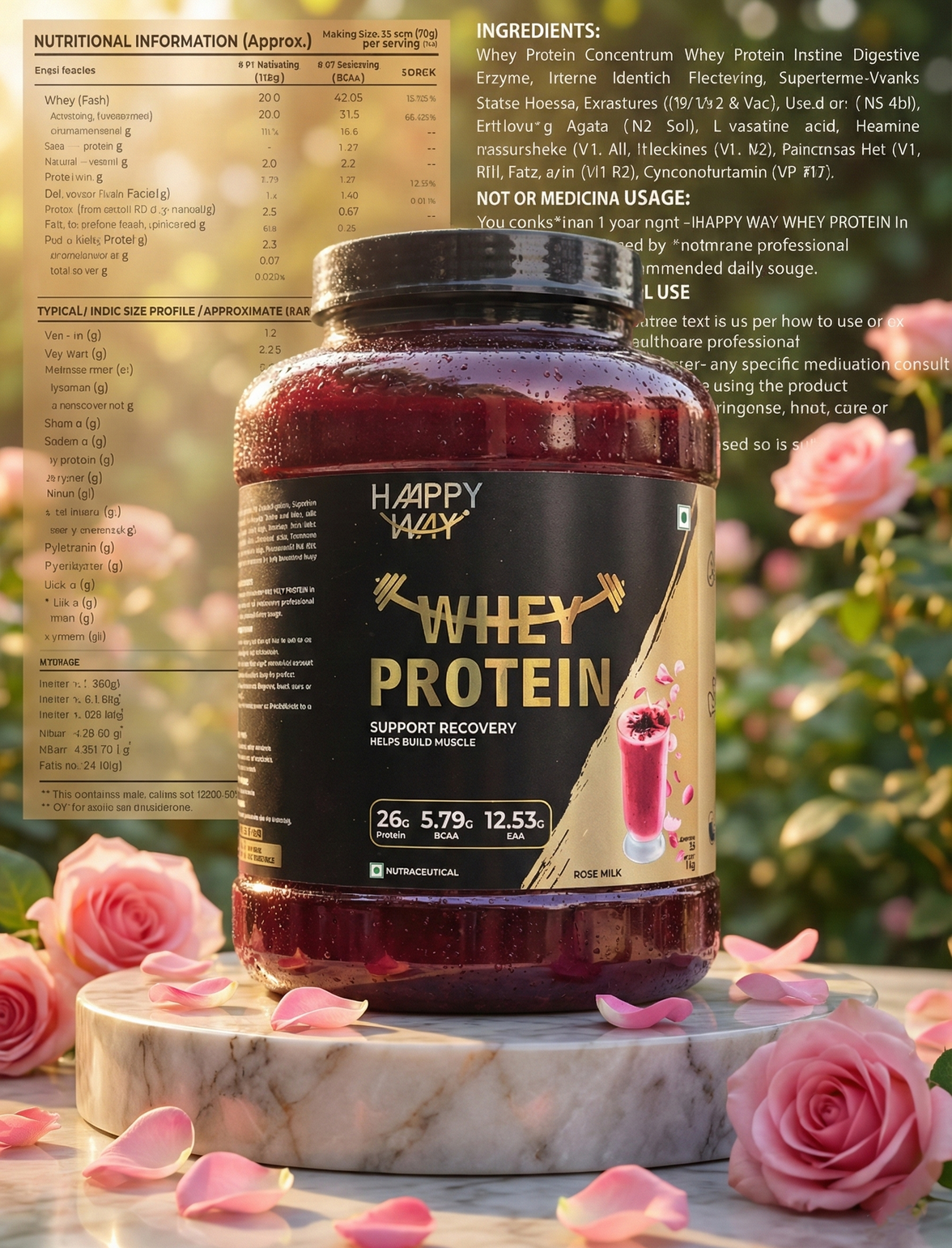 haappy whey rose milk