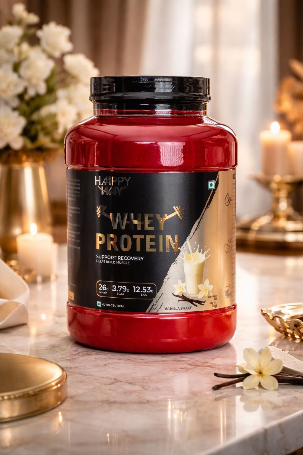 haappy whey vanilla shake